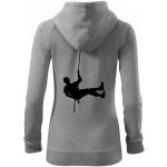 Visící horolezec dámská mikina trendy zipper s kapucí Tmavě šedý melír – Zboží Dáma