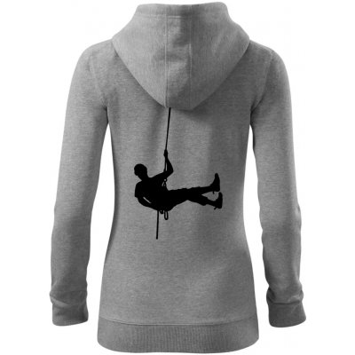 Visící horolezec dámská mikina trendy zipper s kapucí Tmavě šedý melír – Zboží Dáma