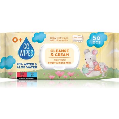 GoWipes Dětské vlhčené ubrousky s Aloe vodou a mandlovým mlékem 50 ks – Zboží Dáma