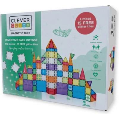 Cleverclixx Magnetická stavebnice intenzivních barev 110 ks+ 15 třpytivých ks – Zbozi.Blesk.cz