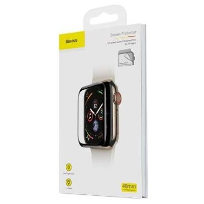 Baseus iWatch 0.2 mm, Full-screen curved T-Glass soft screen protector 44mm, Black SGAPWA4-H01 – Zboží Mobilmania