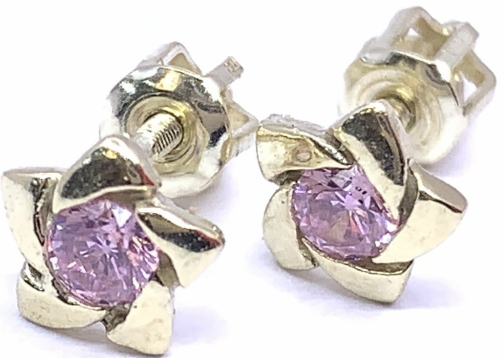 Šperky Jan Kos zlaté náušnice s růžovým kamenem 31507408 – Zboží Dáma
