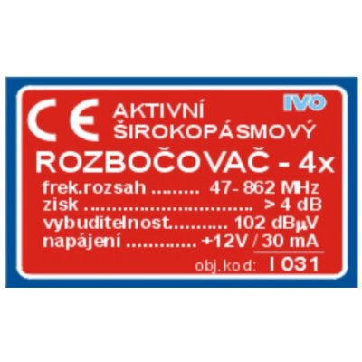 IVO Čtyřnásobný aktivní rozbočovač (1-69k)do UZ+zdroj I031-F – Zboží Živě