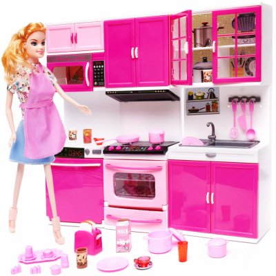 FunPlay FP-6526 Plastová kuchyňka pro panenky 13x7x31 cm růžová