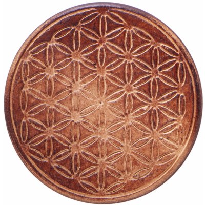 Mani Bhadra Dřevěný tácek pod kadidelnice Flower of life Květ života Ø 7,5 cm 1 ks – Zbozi.Blesk.cz