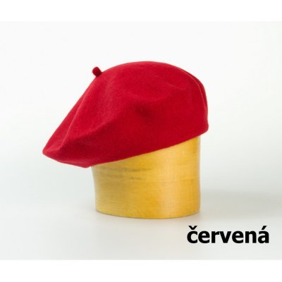 Vlněný baret jednobarevný 11 5 červená – Zboží Mobilmania