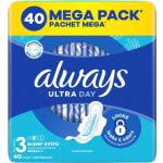 Always Hygienické Vložky Ultra Super Extra Velikost 3 Křidélka 40 ks – Hledejceny.cz