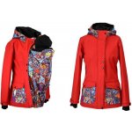 Shara softshellová bunda zimní vsadka se vzorem přední nošení červená/bláznivé trojúhelníky – Sleviste.cz