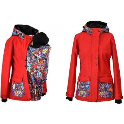 Shara softshellová bunda zimní vsadka se vzorem přední nošení červená/bláznivé trojúhelníky – Sleviste.cz