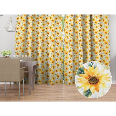 Biante Dekorační závěs TF-140 Akvarelové slunečnice na bílém 140x200 cm – Hledejceny.cz