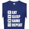 Pánské Tričko Bezvatriko Geek/hráčské triko EAT SLEEP GAME REPEAT modrá