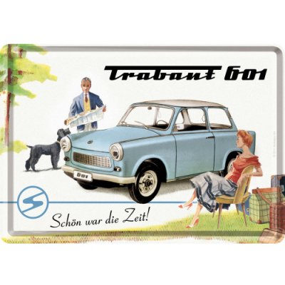 Retro cedule pohlednice plech 100x140 Trabant – Hledejceny.cz