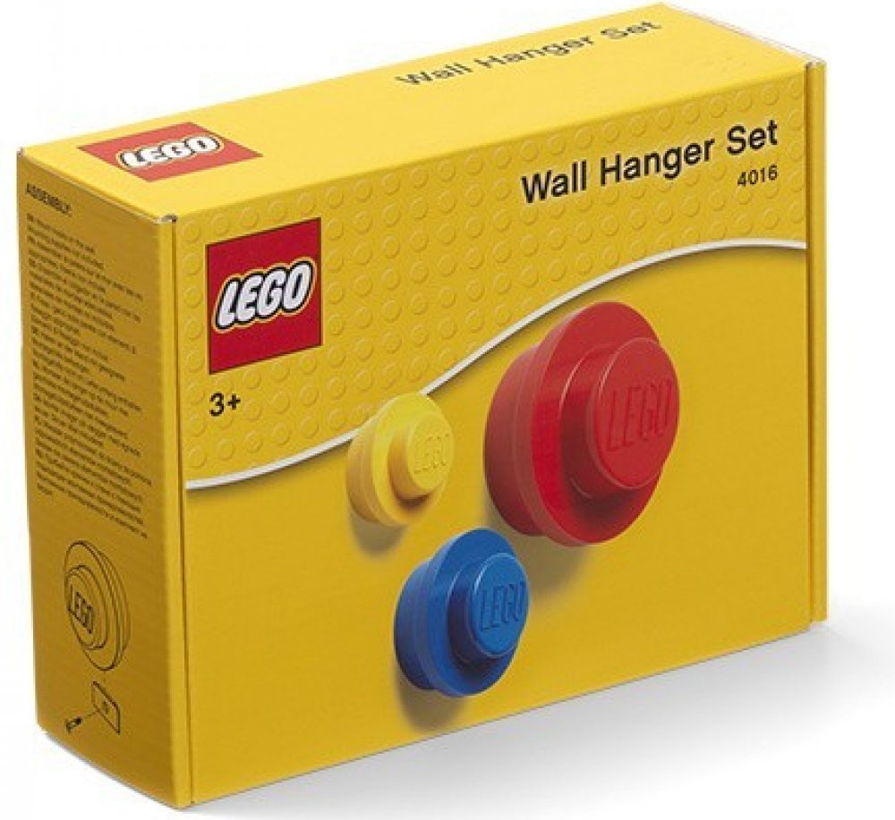 LEGO® storage (ROOM) LEGO věšák na zeď, 3 ks - žlutá, modrá, červená |  Srovnanicen.cz