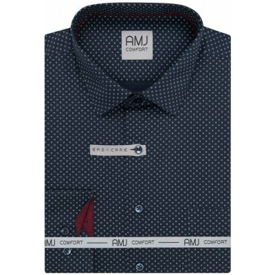 AMJ pánská bavlněná košile dlouhý rukáv regular fit VDBR1412 tmavě modrá s křížky – Hledejceny.cz