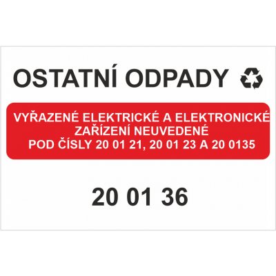 Ostatní odpady 200136 - Vyřazené elektrické a ..... Samolepka PVC A6 (148 x 105 mm) – Sleviste.cz