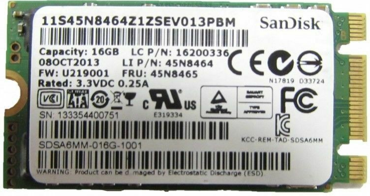 SanDisk 16GB SSD, SDSA6MM-016G-1002
