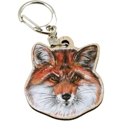 Přívěsek na klíče Dřevěný Lesní svět zvíře Liška – Zboží Mobilmania
