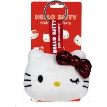 Přívěsek na klíče Plyšová Hello Kitty 50.výročí červená 7cm