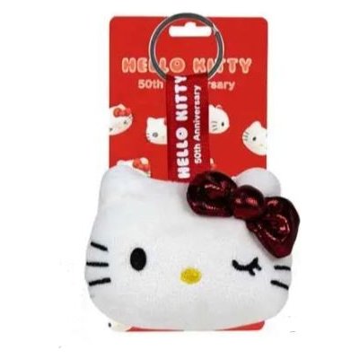 Přívěsek na klíče Plyšová Hello Kitty 50.výročí červená 7cm