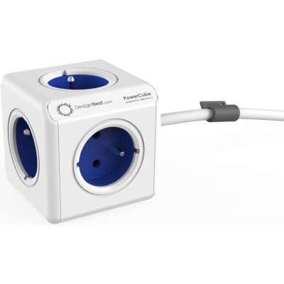 Allocacoc PowerCube Extended s 1,5m kabelem, typ F Schuko - modrý – Zboží Mobilmania