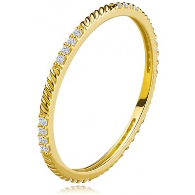Šperky Eshop prsten ze žlutého zlata řada kulatých zirkon šikmé zářezy S5GG260.66 – Zboží Mobilmania