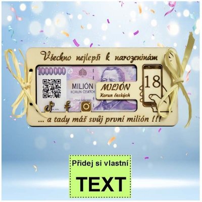 Bezvadný dárek Dřevěná obálka na peníze k výročí 18 let – Zboží Živě