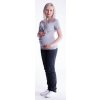 Těhotenské a kojící tričko Be MaaMaa těhotenské kojící triko s kapucí krátký rukáv šedý melír