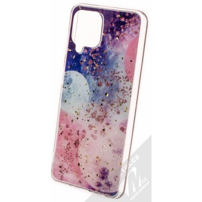 Pouzdro 1Mcz Gold Glam Galaxie TPU ochranné Samsung Galaxy A22, Galaxy M22, Galaxy M32 tmavě modré růžové