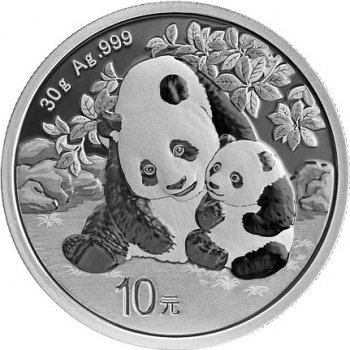 China Mint Shanghai Mint Stříbrná mince 10 Yuan China Panda 30 g