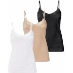 Esmara dámský krajkový top se špagetovými ramínky 3 kusy černábéžovábílá – Zboží Dáma