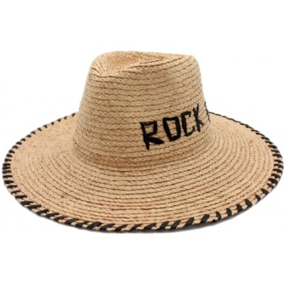 Fiebig Dámský letní béžový Fedora klobouk nemačkavý slaměný klobouk Rock Fan