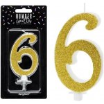 PartyDeco SVÍČKA č.6 zlatá 10cm – Zboží Dáma