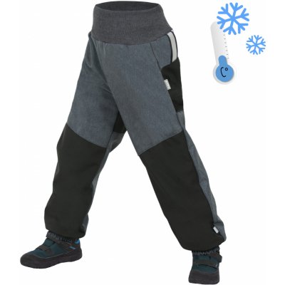 Unuo dětské softshellové oteplovačky s fleecem černá žíhaná antracitová – Zboží Dáma