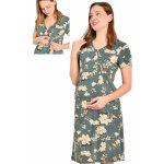 Květovaná luxusní jemná těhotenská i kojící košilka na zip 1D1493 zelená – Sleviste.cz