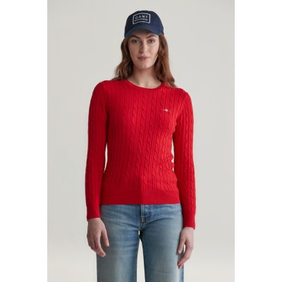 Gant STRETCH COTTON CABLE C-NECK červená – Zboží Mobilmania