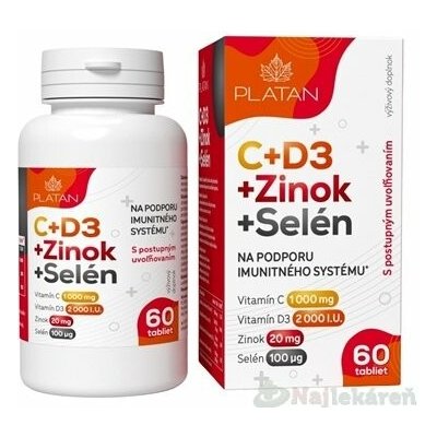 Naturlands PLATAN C+D3+Zinek+Selen s postupným uvolňováním 60 tablet – Hledejceny.cz