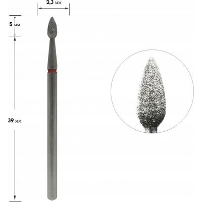 Staleks Fréza diamantová kapka červená 5mm – Zboží Mobilmania