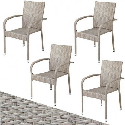 Casaria Stohovací židle z polyratanu Comfort, sada 4 kusů krémová – Hledejceny.cz
