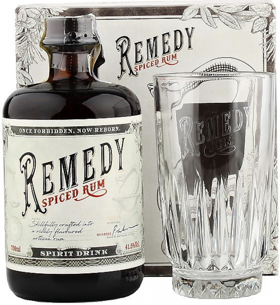 Remedy Spiced Rum 41,5% 0,7 l (dárkové balení 1 sklenice)