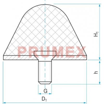 Pryžový doraz kuželový typ.16 - 35x35 M8x16 50ShA tvar 76.16 – Zboží Mobilmania