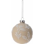 H&L Vánoční skleněná baňka 8cm matná krémová ABT400050 – Zboží Dáma