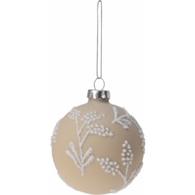 H&L Vánoční skleněná baňka 8cm matná krémová ABT400050 – Zboží Dáma