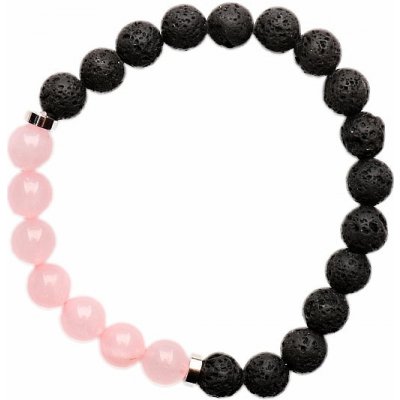 Nefertitis Náramek z lávového kamene s korálky růženínu NF4495 – Zboží Dáma