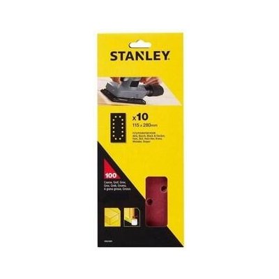 Stanley Brusné papíry pro vibrační brusku 115 x 280 mm děrované, P100, Black & Decker, AEG, Bosch, Skil, Metabo, 10 ks - ST-STA31025-XJ