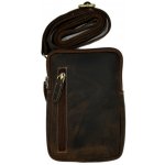 Kožená pánská taška na mobil přes rameno se svislým zipem vpředu světle hnědá 828 – Zboží Živě