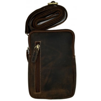 Kožená pánská taška na mobil přes rameno se svislým zipem vpředu světle hnědá 828 – Zboží Živě