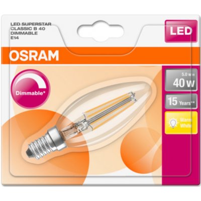 Osram LED SUPERSTAR CL B Filament 5W 827 E14 470lm 2700K CRI 80 15000h A+ DIM 1ks – Zboží Mobilmania