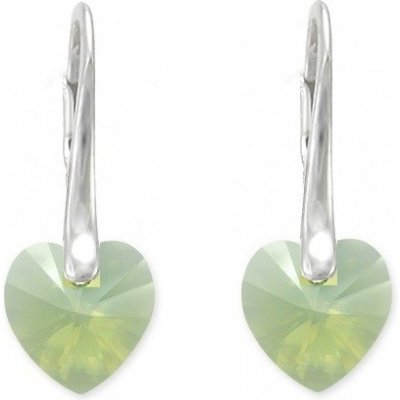 Swarovski Elements Heart krystal stříbrné visací zelené srdce srdíčka 51043.3 Chrysolite Opal zelená mléčná světlá mátová – Zboží Mobilmania
