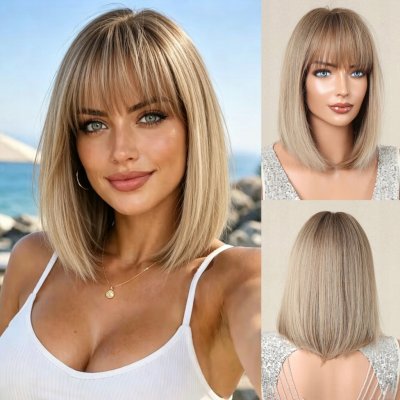 NCDSHAIR Paruka krátké syntetické vlasy blond – Hledejceny.cz