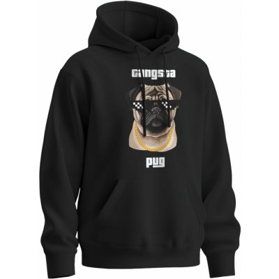 Sablio mikina s potiskem Gangsta pug černá – Zboží Mobilmania